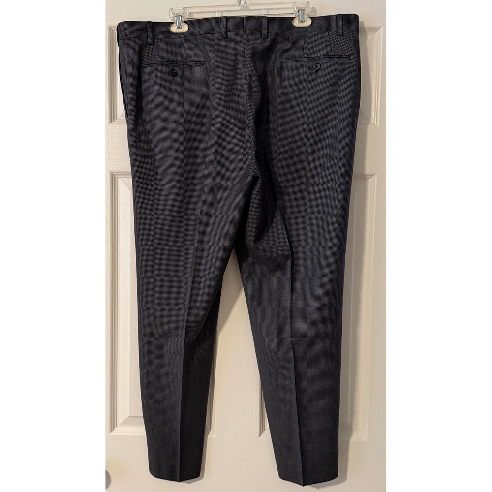 Indochino Men's Gray 100% Wool Dress Pants Micro Check Tailored Trousers 40 x27